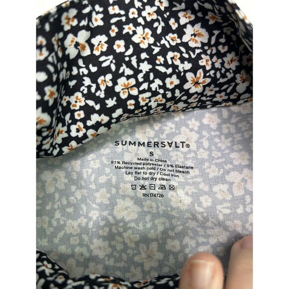 Summersalt The On-The-Go Zip-Up Jacket Women's Small Black White Floral Print - Picture 14 of 16